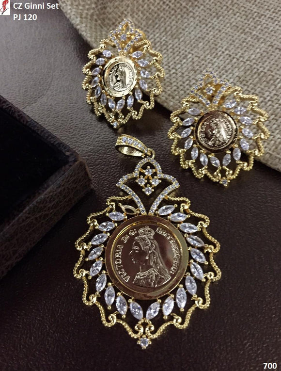 Premium Quality Brass High Gold Antique Rajwadi Mina Pendant set with  Beautiful Earrings Catalog